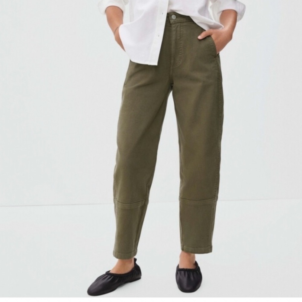Everlane The Utility Barrel Pant High Rise Green Ankle Trousers Size 6